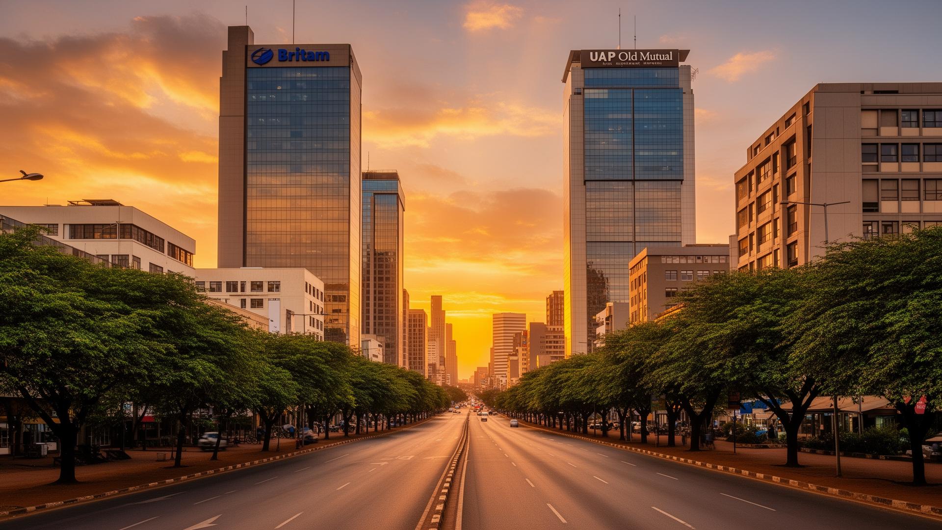 Modern Nairobi CBD skyline at golden hour